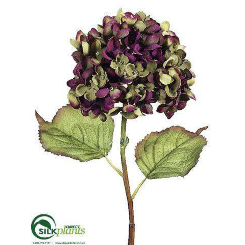 Silk Plants Direct Hydrangea Spray – Burgundy Green – Pack of 12 Burgundy Green