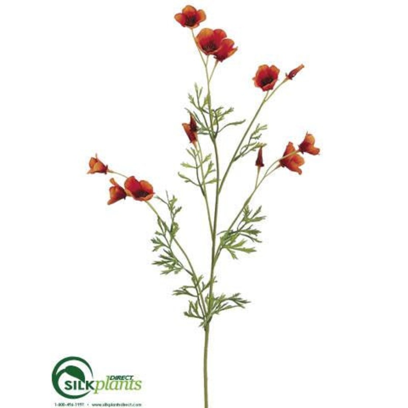 Silk Plants Direct Mini California Poppy Spray – Orange – Pack of 12 Orange