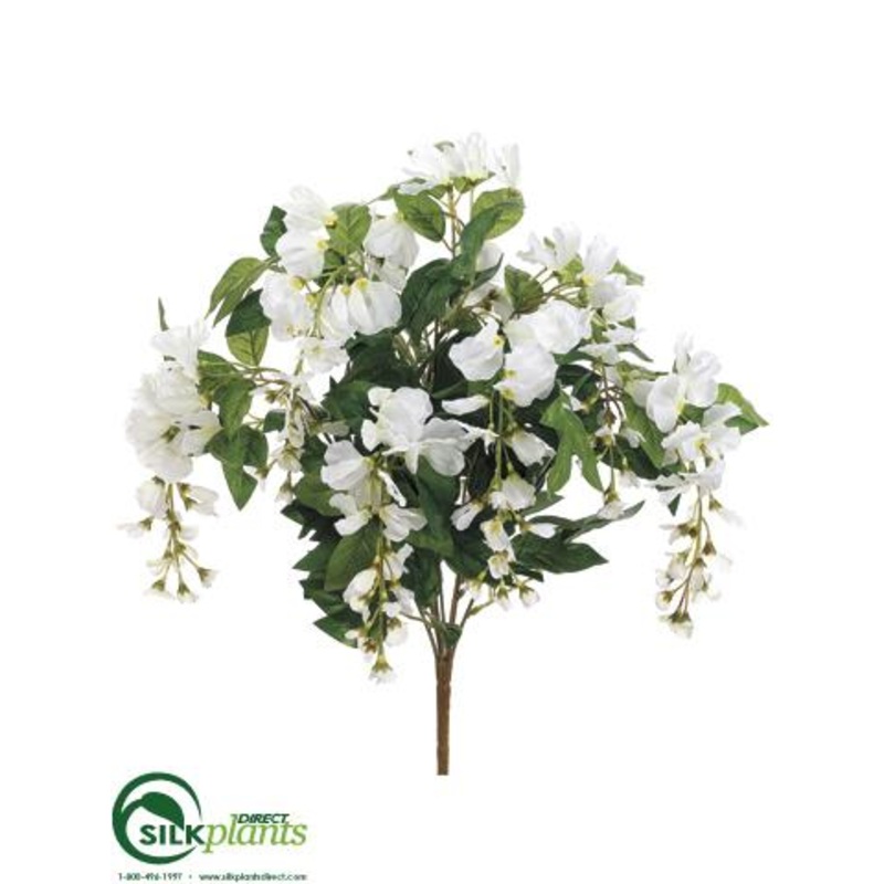 Silk Plants Direct Wisteria Bush – White – Pack of 12 White