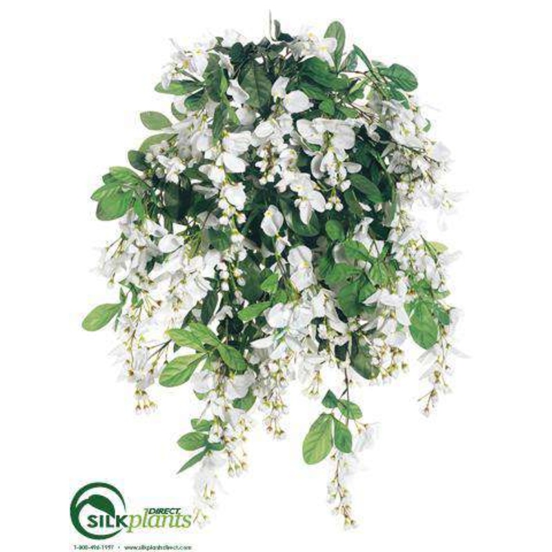 Silk Plants Direct Wisteria Bush – White – Pack of 4 White