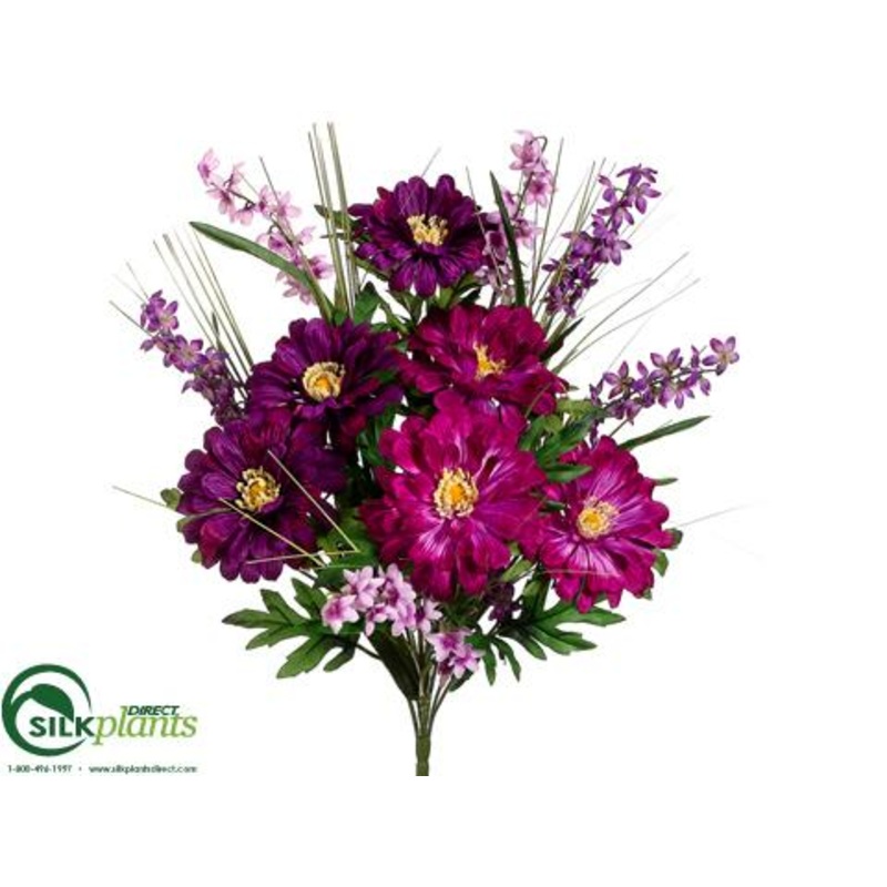 Silk Plants Direct Zinnia, Bellflower Bush – Purple Orchid – Pack of 12 Purple Orchid