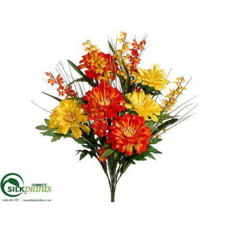 Silk Plants Direct Zinnia, Bellflower Bush – Yellow Orange – Pack of 12 Yellow Orange