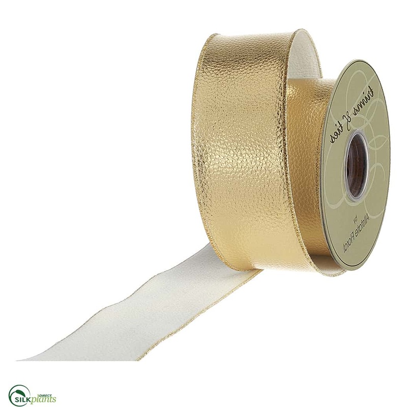 Silk Plants Direct Faux Leather Ribbon – Gold – Pack of 6 Gold