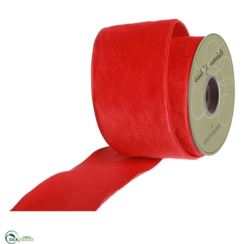 Silk Plants Direct Fur Ribbon – Red – Pack of 6 Red