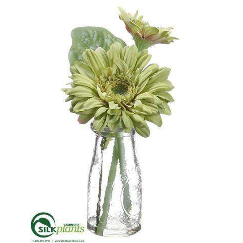 Silk Plants Direct Gerbera Daisy – Green – Pack of 12 Green