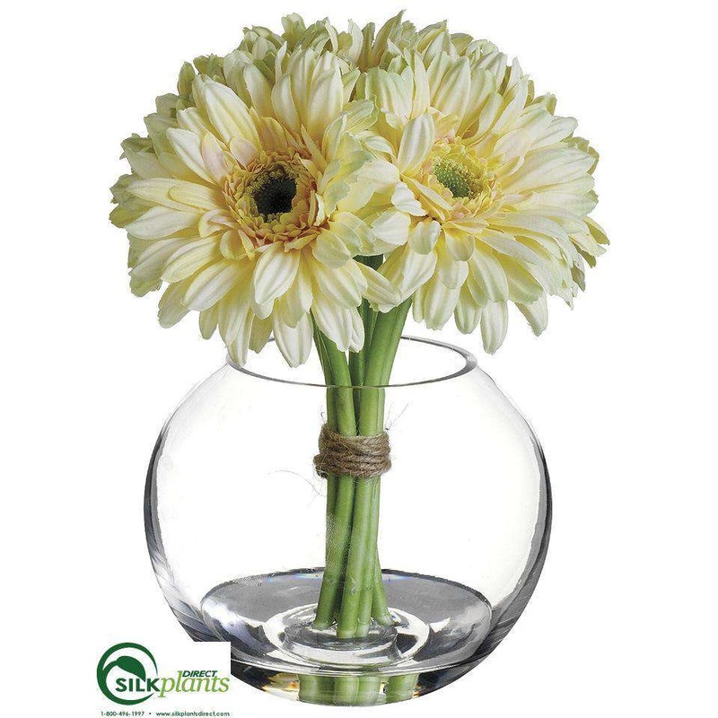 Silk Plants Direct Gerbera Daisy – Yellow Light – Pack of 4 Yellow Light