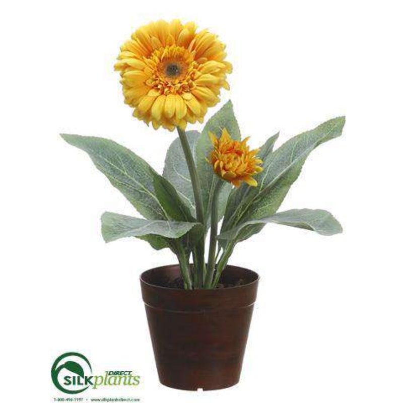 Silk Plants Direct Gerbera Daisy – Yellow – Pack of 3 Yellow