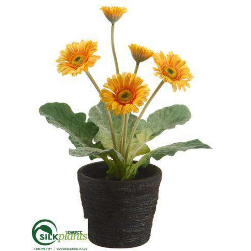 Silk Plants Direct Gerbera Daisy – Yellow – Pack of 6 Yellow
