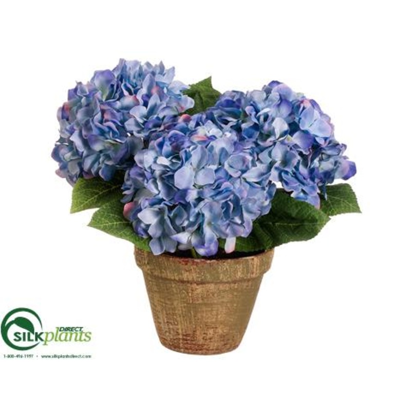 Silk Plants Direct Hydrangea – Blue – Pack of 4 Blue