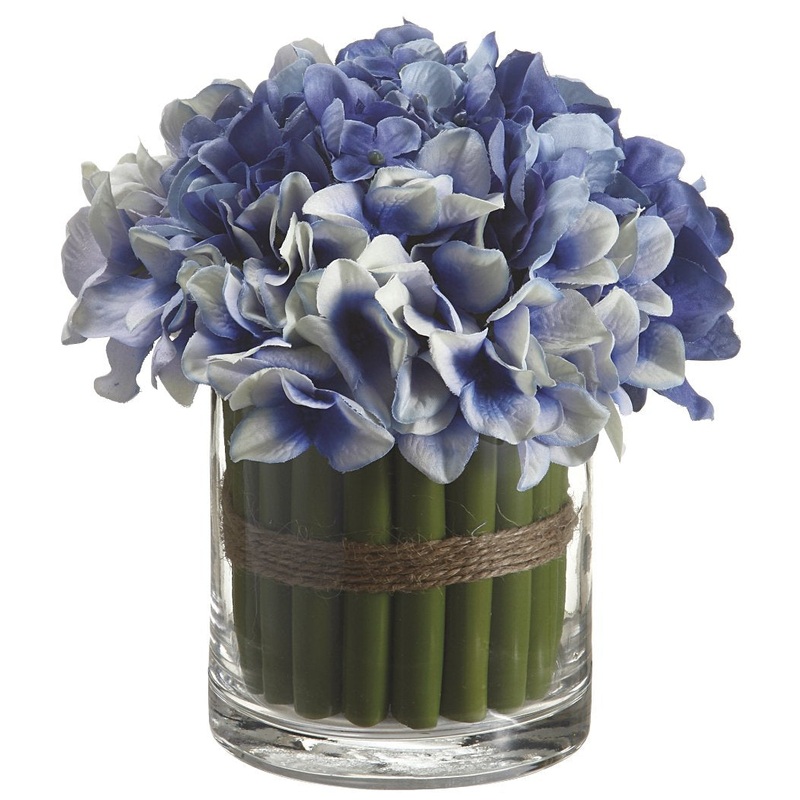 Silk Plants Direct Hydrangea – Blue – Pack of 6 Blue