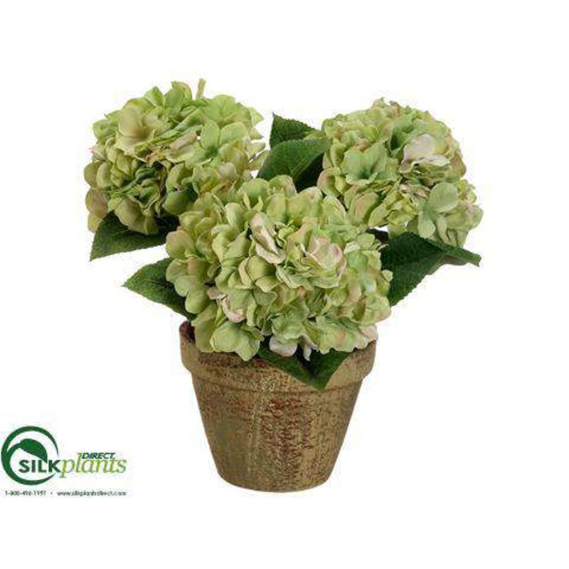 Silk Plants Direct Hydrangea – Green – Pack of 4 Green