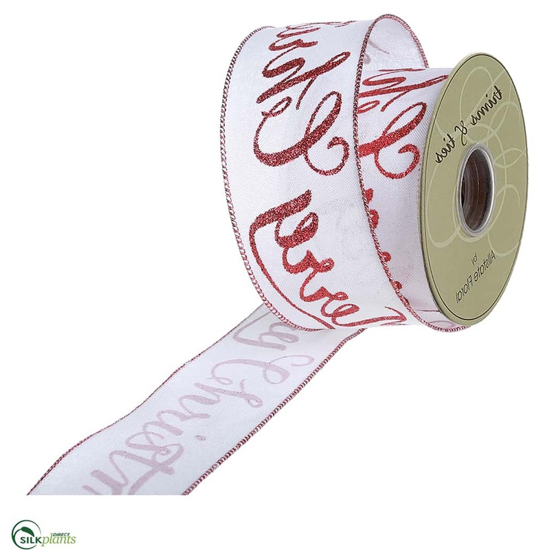 Silk Plants Direct Merry Christmas Ribbon – Red White – Pack of 6 Red White