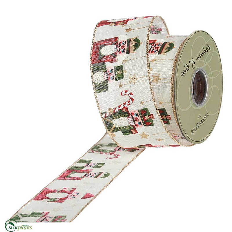 Silk Plants Direct Nutcracker Ribbon – Red White – Pack of 6 Red White