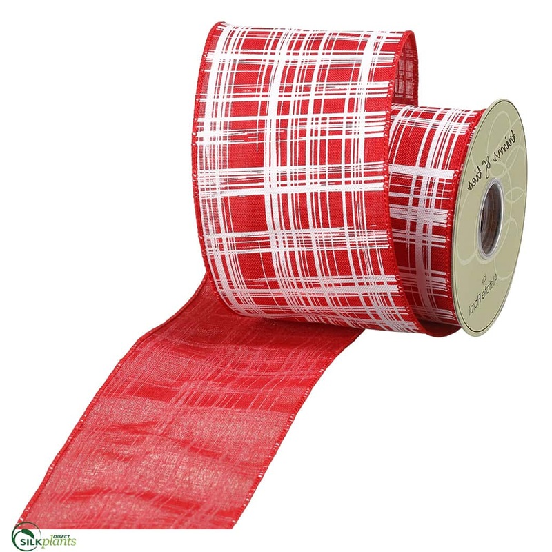 Silk Plants Direct Plaid Ribbon – Red White – Pack of 6 Red White