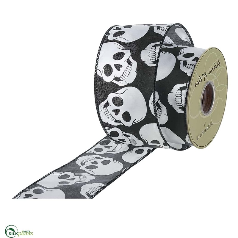 Silk Plants Direct Skull Ribbon – Black White – Pack of 6 Black White