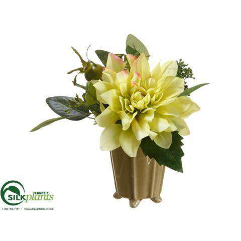 Silk Plants Direct Dahlia, Sedum – Green – Pack of 6 Green