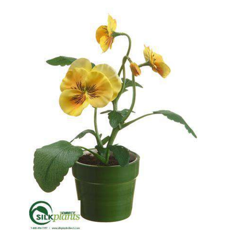 Silk Plants Direct Pansy – Yellow – Pack of 12 Yellow