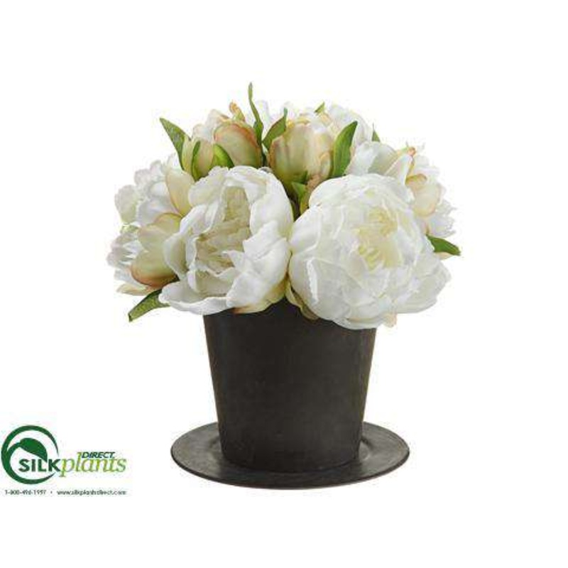 Silk Plants Direct Peony – White – Pack of 6 White