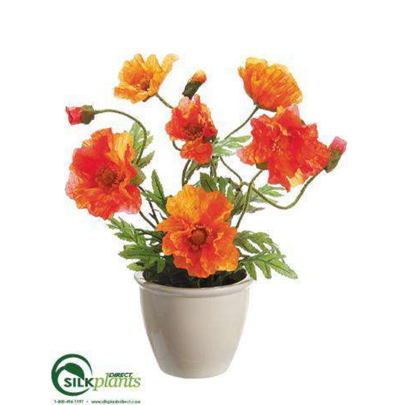 Silk Plants Direct Poppy – Orange Two Tone – Pack of 6 Orange Two Tone