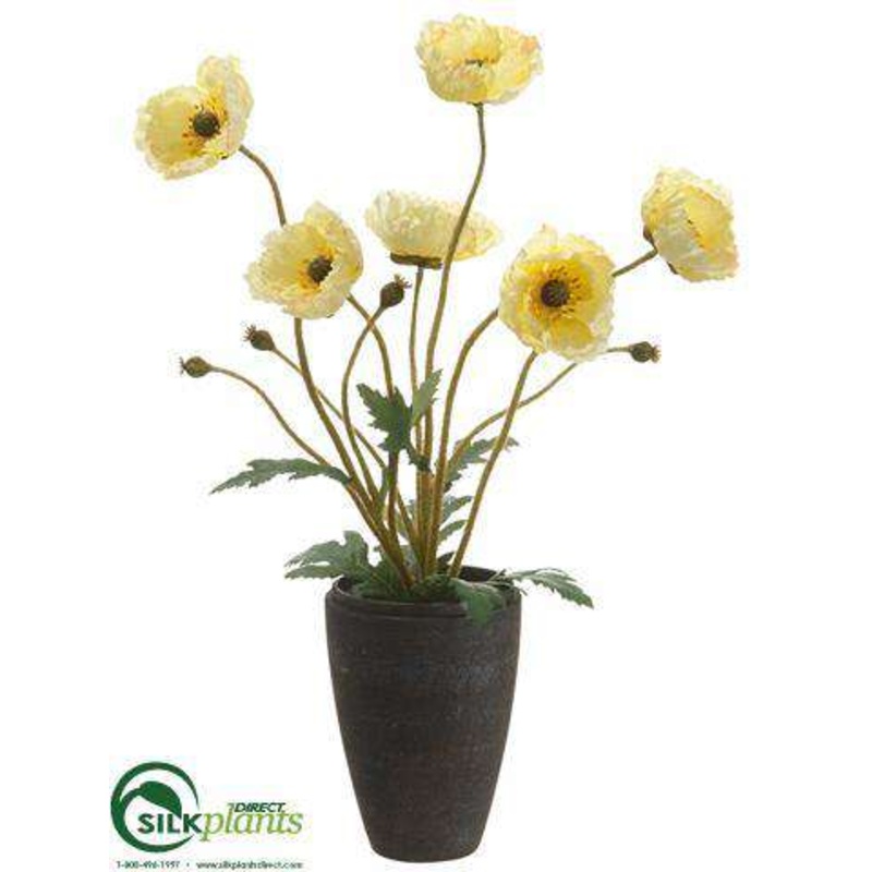 Silk Plants Direct Poppy – Yellow – Pack of 12 Yellow