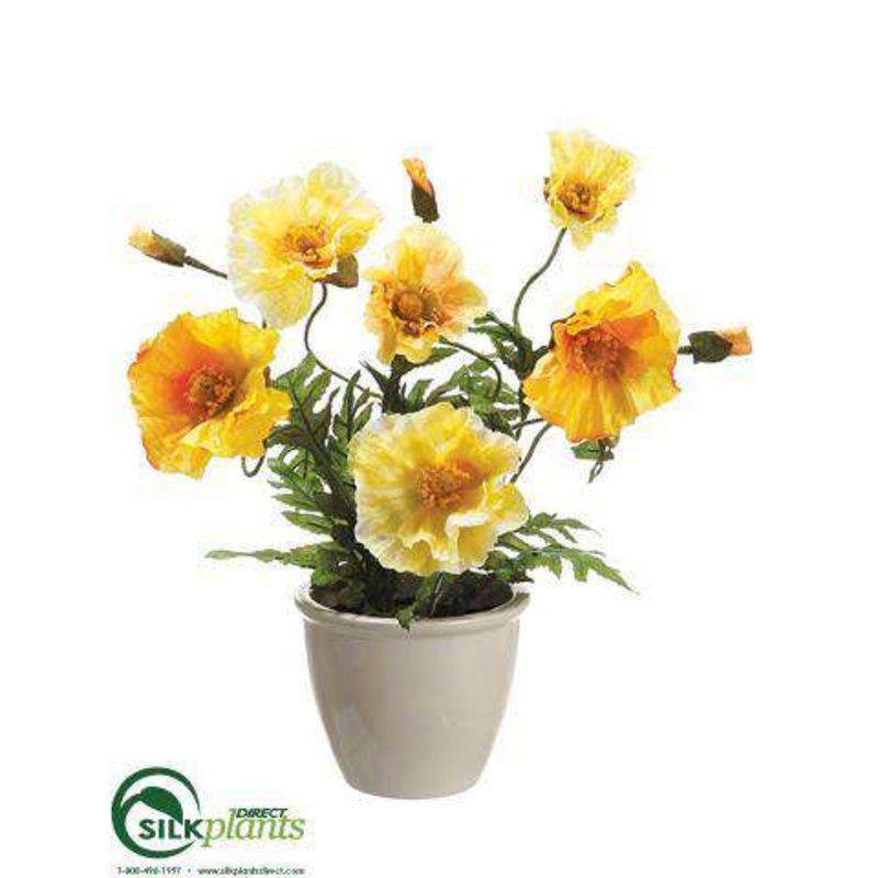 Silk Plants Direct Poppy – Yellow Two Tone – Pack of 6 Yellow Two Tone