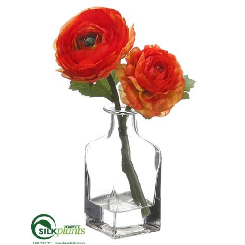 Silk Plants Direct Ranunculus – Flame – Pack of 6 Flame