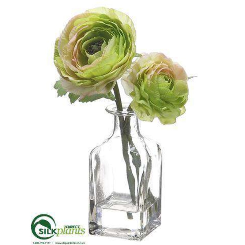 Silk Plants Direct Ranunculus – Green – Pack of 6 Green