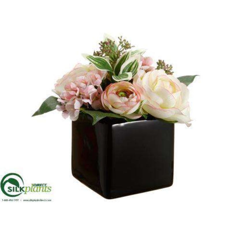 Silk Plants Direct Ranunculus – White Pink – Pack of 4 White Pink