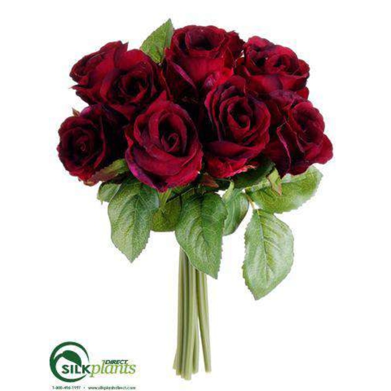Silk Plants Direct Rose Bouquet – Red – Pack of 12 Red