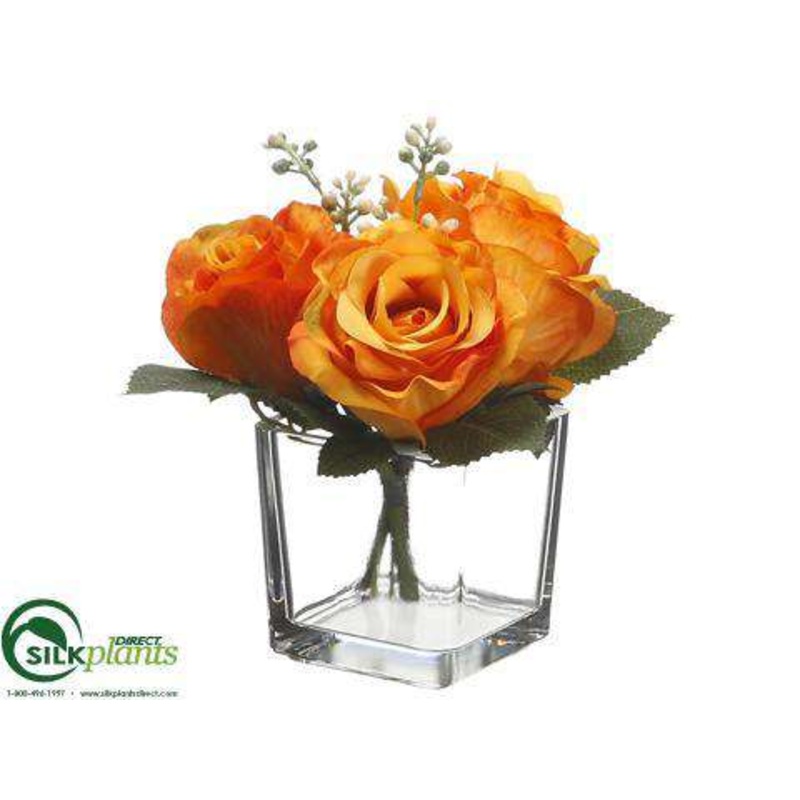 Silk Plants Direct Rose Bud – Orange Two Tone – Pack of 6 Orange Two Tone