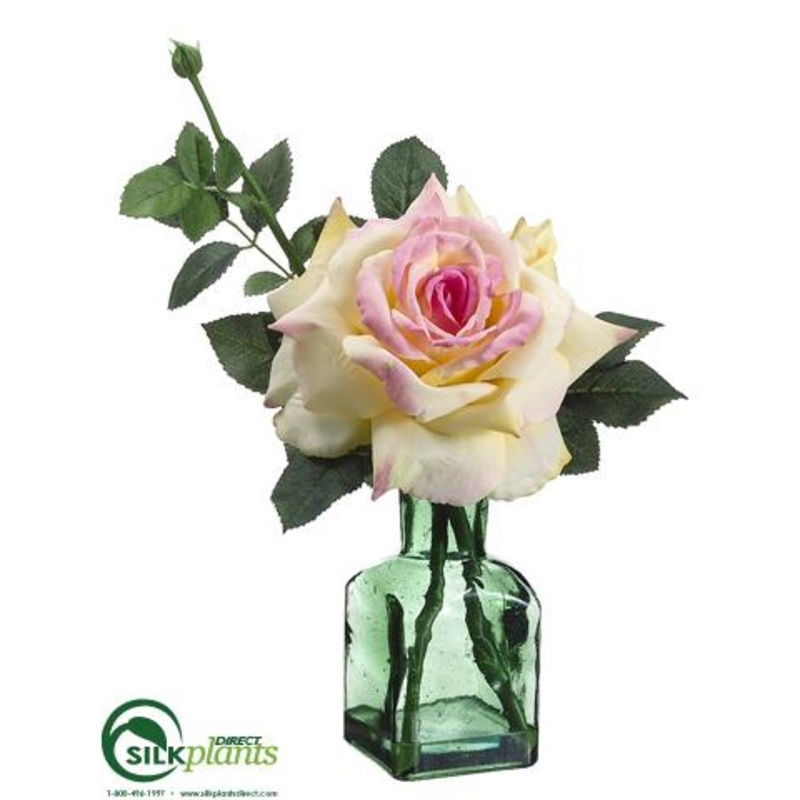 Silk Plants Direct Rose – Pink Yellow – Pack of 6 Pink Yellow