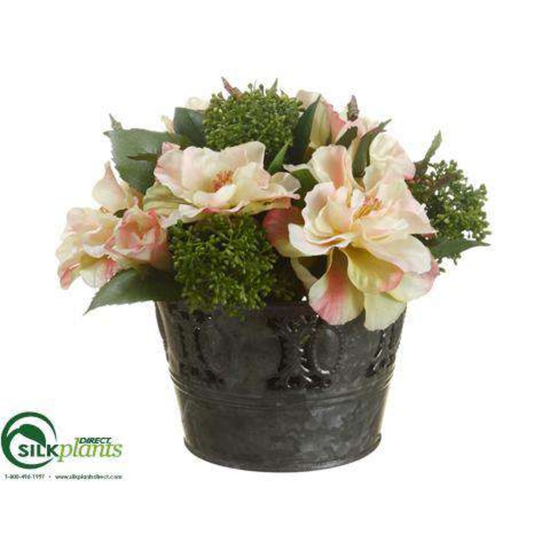Silk Plants Direct Rose, Sedum – Peach Green – Pack of 4 Peach Green