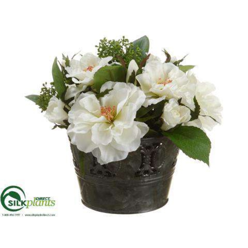 Silk Plants Direct Rose, Sedum – White Green – Pack of 4 White Green