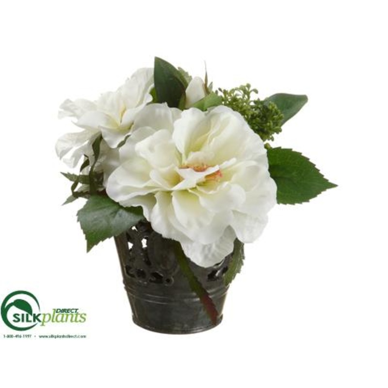 Silk Plants Direct Rose, Sedum – White Green – Pack of 6 White Green