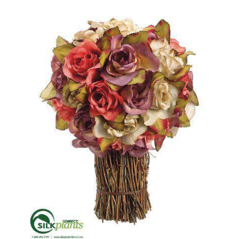 Silk Plants Direct Rose Topiary Bouquet – Lavender Pink – Pack of 12 Lavender Pink