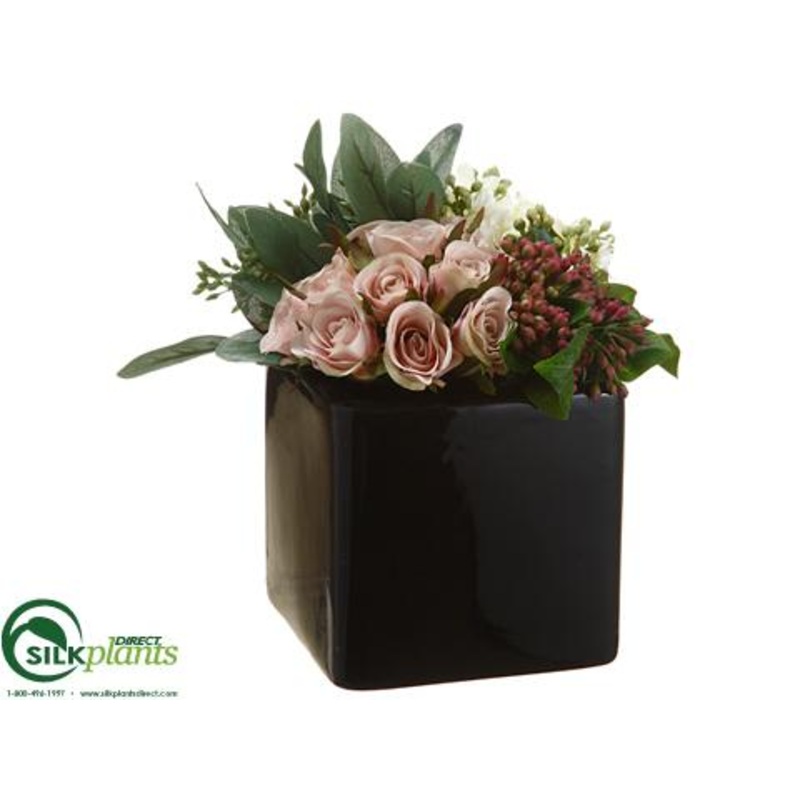 Silk Plants Direct Rose, Viburnum Berry – Mauve Cream – Pack of 4 Mauve Cream
