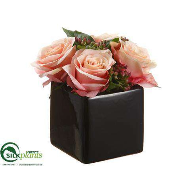Silk Plants Direct Rose, Viburnum Berry – Pink – Pack of 4 Pink