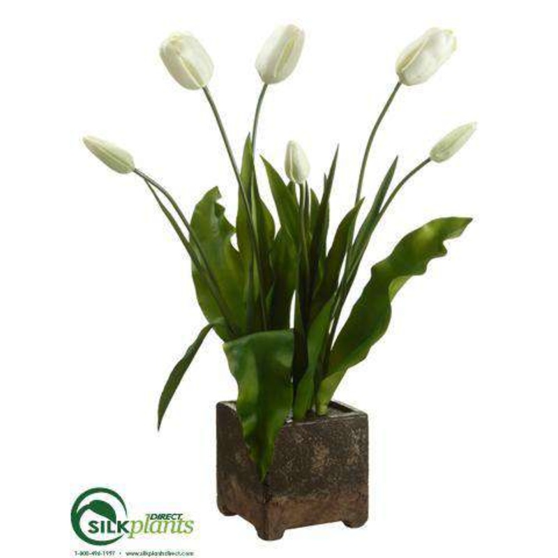 Silk Plants Direct Tulip – Cream Green – Pack of 1 Cream Green