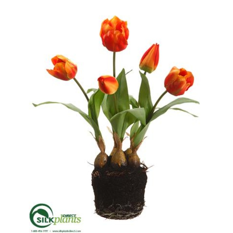 Silk Plants Direct Tulip – Flame – Pack of 6 Flame