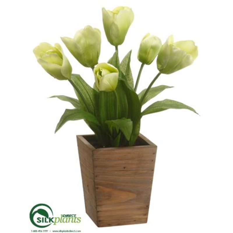 Silk Plants Direct Tulip – Green – Pack of 4 Green