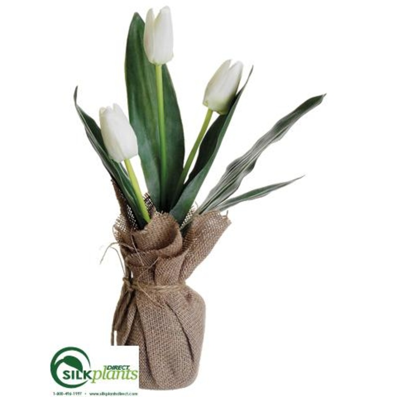 Silk Plants Direct Tulip – White – Pack of 12 White