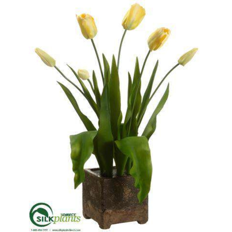 Silk Plants Direct Tulip – Yellow Green – Pack of 1 Yellow Green