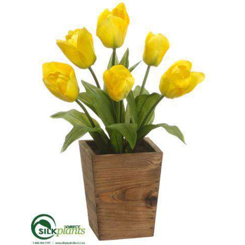 Silk Plants Direct Tulip – Yellow – Pack of 4 Yellow