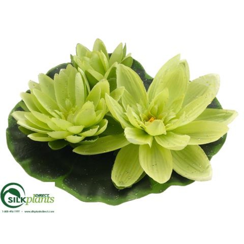 Silk Plants Direct Floating Water Lily – Green – Pack of 6 Green