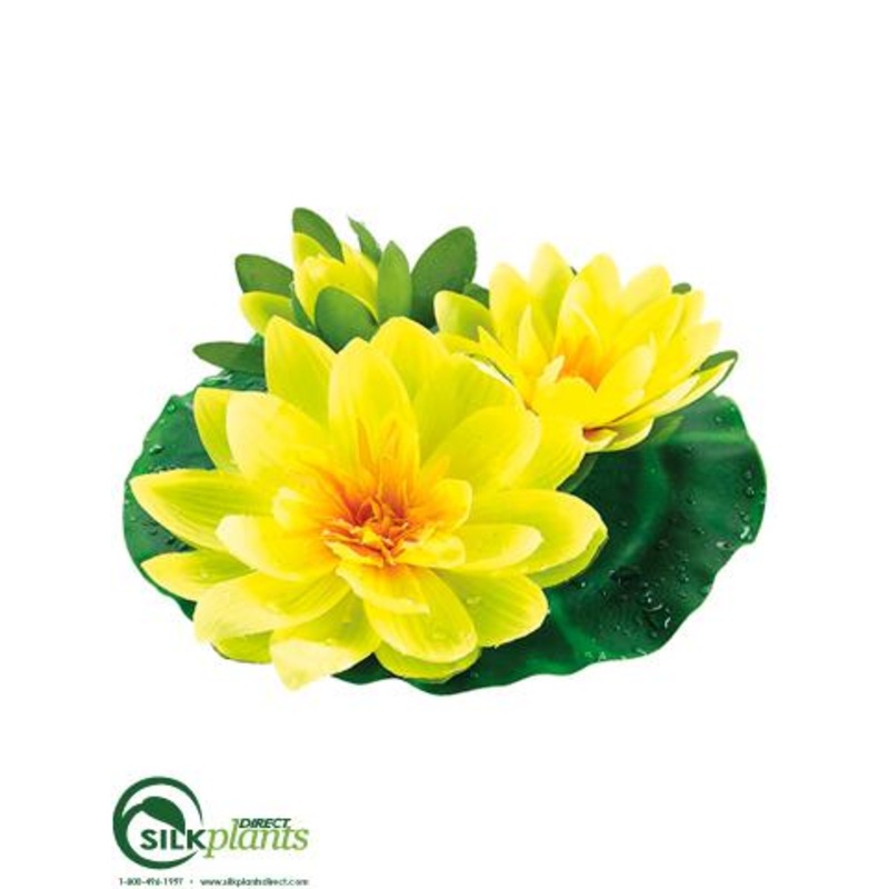Silk Plants Direct Floating Water Lily – Yellow – Pack of 6 Yellow
