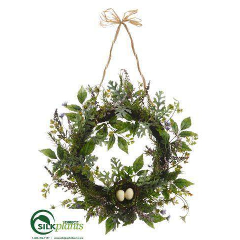 Silk Plants Direct Mini Daisy, Astilbe, Fern Wreath – Purple Lavender – Pack of 2 Purple Lavender