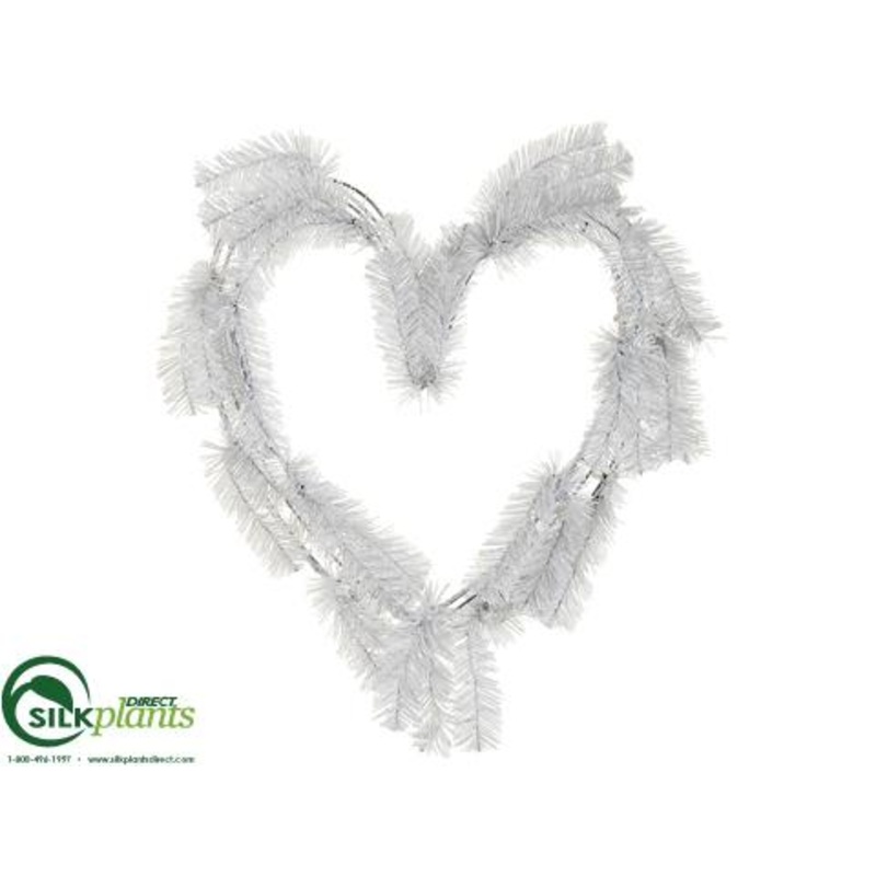 Silk Plants Direct Pine Heart Shape Wreath – White White – Pack of 12 White White