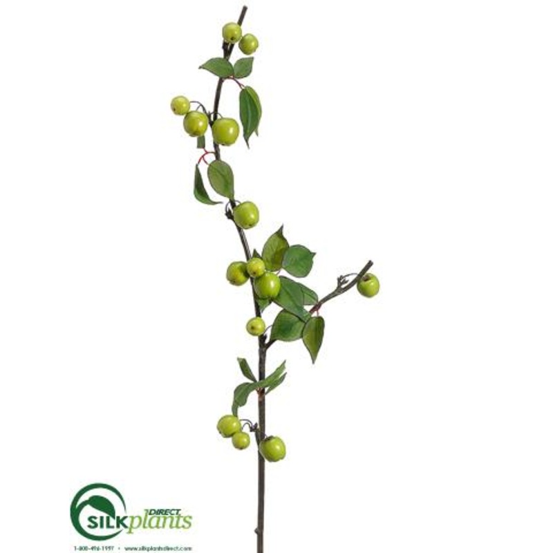 Silk Plants Direct Crabapple Spray – Green – Pack of 12 Green