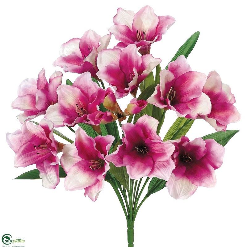 Silk Plants Direct Amaryllis Bush – Lavender Cream – Pack of 12 Lavender Cream