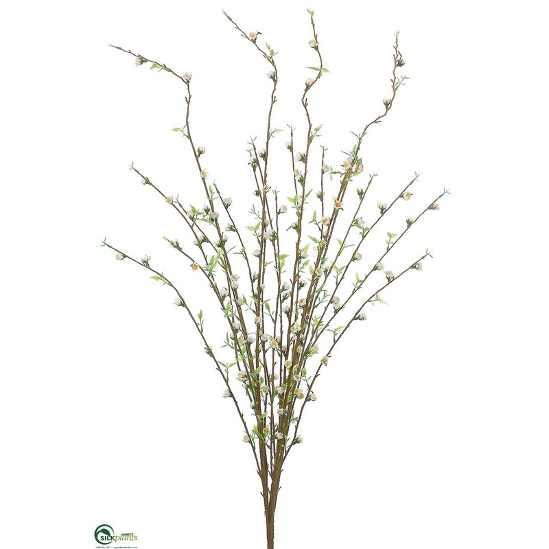 Silk Plants Direct Wild Blossom Bush – Cream – Pack of 6 Cream